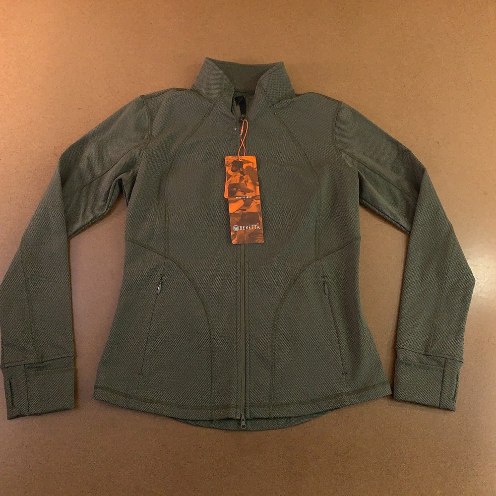 Beretta Ladies Medium Green Training Gear Suojella Zip Front Fleece Jacket NWT